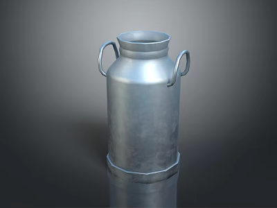 Vintage Silver Metal Milk Can With Handles For Fresh Dairy Beverage Storage 3d model