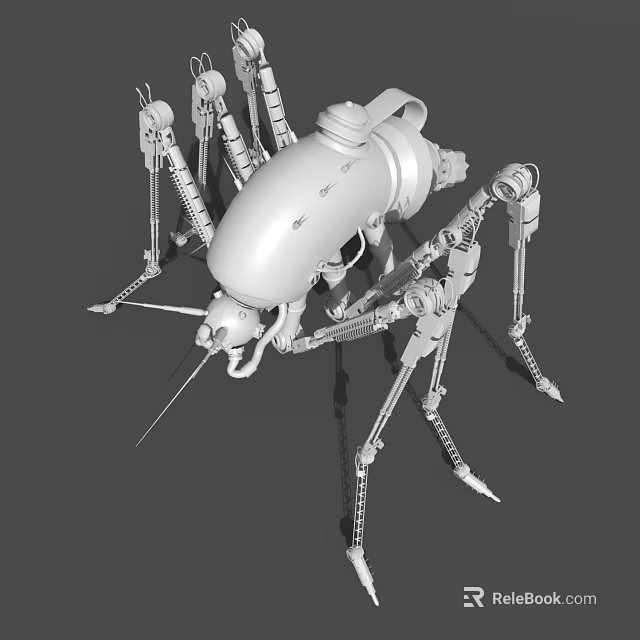 Smart Machine Detailed Mechanical Design With Multiple Articulated Legs And Robotic Head Structure 3d model 