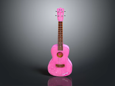 Pink Sparkling Ukulele Musical Instrument with Painted Design and Glossy Finish 3d model