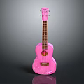 Pink Sparkling Ukulele Musical Instrument with Painted Design and Glossy Finish