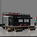 Blue Food Truck With Awning Steps Balloons And Menu Board Setup