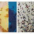 Modern Square Rugs With Geometric Patterns Colorful Spots And Yellow Orange Blue Tones