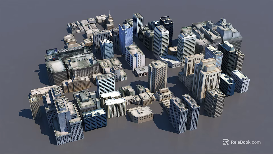 Modern Urban Architecture With Dense High Rise Buildings And Various Designs 3d model 