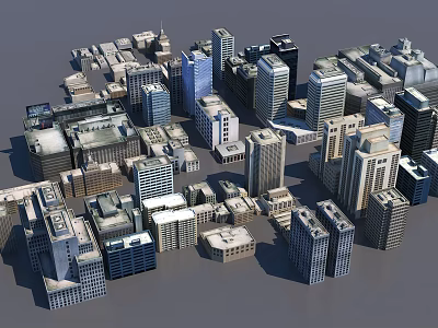 Modern Urban Architecture With Dense High Rise Buildings And Various Designs 3d model