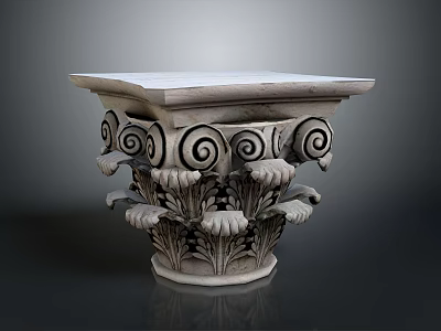 Scenic Classical Stone Capital with Intricate Spiral and Foliate Carvings in Natural Light 3d model