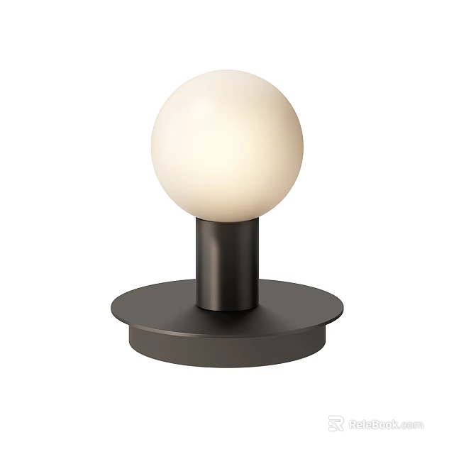 Modern Minimalist Table Lamp With White Spherical Lampshade And Black Base 3d model