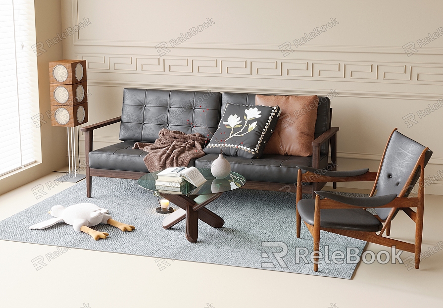 Modern Sofa Coffee Table Combination Coffee Table Leisure Chair Single Chair model