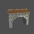 Stone Archway Structure With Tiled Roof And Classical Masonry Details