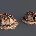 Medieval Rotating Turret Weapon With Copper Gray Structure And Circular Base Geometric Patterns 3d model