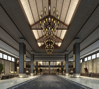 New Chinese Hall Hotel Hall 3d model