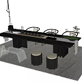 Modern tea table and chair combination 3d model