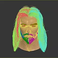 Realistic Male Head With Long Dark Hair And Facial Organs Including Eyes Nose Mouth Beard