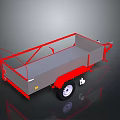 Red Utility Trailer With Gray Flatbed Frame Wheels And Hitch Design 3d model