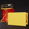 Industrial Equipment Featuring Red Platform Yellow Guardrail Ladder And Panel Structure