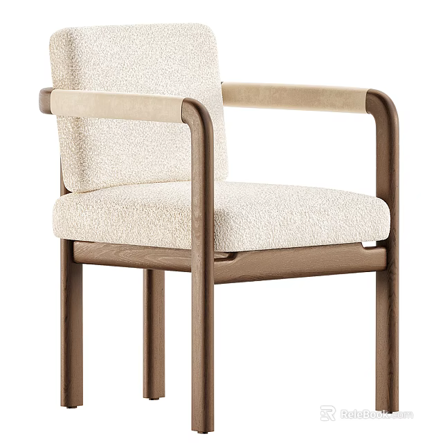 Stylish Modern Leisure Chair With Wooden Arms And Fabric Upholstered Seat 3d model 