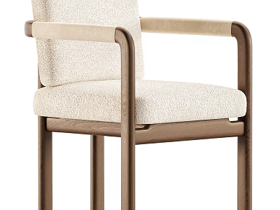 Stylish Modern Leisure Chair With Wooden Arms And Fabric Upholstered Seat 3d model