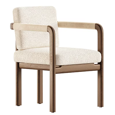 Stylish Modern Leisure Chair With Wooden Arms And Fabric Upholstered Seat 3d model