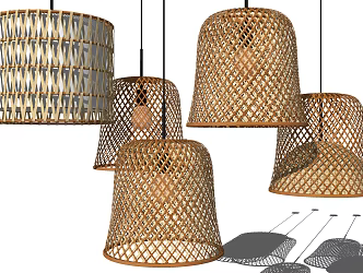 Southeast Asia Chandelier Bamboo Chandelier Combination 3d model