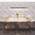 Woven Rattan Outdoor Chairs With Metal Frame For Patio Dining Area Wooden Table Garden Plants