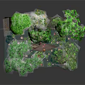 Decorative Miniature Landscape With Rockery Flowing Water Green Plants And Ornaments