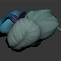 Blue Skinned Fantasy Creature 3D Bust Model Featuring Silver Hair Red Eyes And Pointed Ears