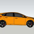 Stylish Orange Hatchback Car With Black Wheels And Red Brake Calipers