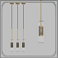 Modern Gold Metal Pendant Lights With Clear Glass Shades Hanging In Interior