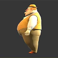 Chubby 3D Cartoon Character With Hat Green Pendant Yellow Vest Brown Pants Red Shoes