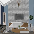 Modern Bright Loft Open Plan Living And Dining Room Interior With Chic Cozy Furnishings