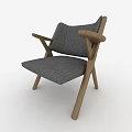 Modern Leisure Chair With Wooden Frame And Gray Fabric Cushion Design