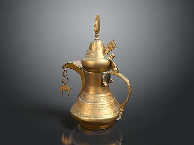 Vintage Brass Ewer With Ornate Carvings And Decorative Handle For Household Use 3d model