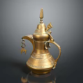 Vintage Brass Ewer With Ornate Carvings And Decorative Handle For Household Use