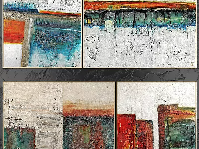 Colorful Abstract Paintings With Textured Brush Strokes For Modern Home Decor 3d model