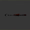 Modern Black and Red Assault Rifles with Magazines and Reflection on Gray Surface