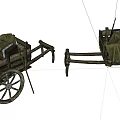 Old Fashioned Vintage Wooden Carts With Green Canvas Cover And Spoked Wheels
