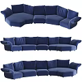 Blue Modular Sectional Sofa With Plush Upholstered Seating For Living Room 3d model