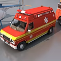 Collection of Functional Vehicles Including Ambulance Helicopter Fire Truck and Blue Truck