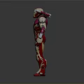 Iron Man Action Figure With Red And Gold Armor And Shoulder Weapons
