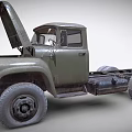 Vintage Green Truck With Open Hood Classic Design Large Tires And Retro Style