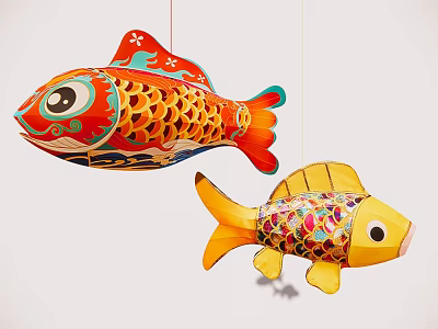 Fish Lantern Lantern National Tide Meichen Spring Festival Meichen Art Device Ornaments 3d model