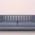Modern Blue Leather Two Seater Sofa With Tufted Design And Sleek Lines 3d model