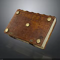 Antique Leather Book With Carved Patterns Metal Decorative Studs Vintage Design