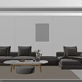 Modern Gray Sofa And Round Coffee Table Set For Living Room Interior Decor 3d model