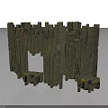 Modern Stone Wall Design With Wooden Planks Moss And Vines Decorative Elements