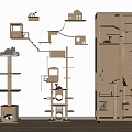 Wooden Cat Furniture With Multi Level Tree Platforms Cabinets And Houses