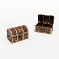 Vintage Wooden Treasure Chests One Open and One Closed Featuring Metal Clasps