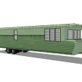 Green Wooden Travel Trailer Exterior With Windows And Wheels For Mobile Living