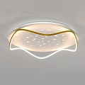Modern Ceiling Light With Gold And White Decorative Lines And Starry Lighting 3d model