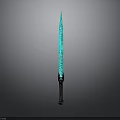 Fantasy Decorative Sword With Blue Glowing Blade And Metallic Hilt