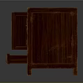 Traditional Wooden Cabinet With Open Door Gold Metal Hardware And Drawer